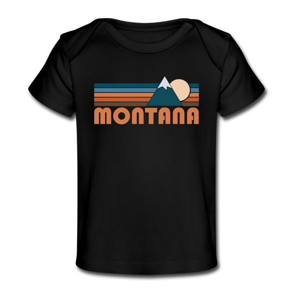 Montana Baby T-Shirt - Organic Retro Mountain Montana Infant T-Shirt - black