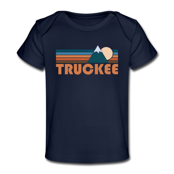 Truckee, California Baby T-Shirt - Organic Retro Mountain Truckee Infant T-Shirt - dark navy