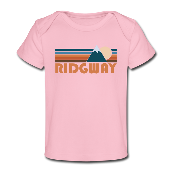 Ridgway, Colorado Baby T-Shirt - Organic Retro Mountain Ridgway Infant T-Shirt - light pink