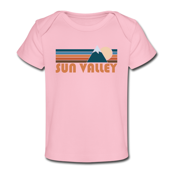 Sun Valley, Idaho Baby T-Shirt - Organic Retro Mountain Sun Valley Infant T-Shirt - light pink