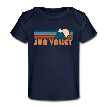 Sun Valley, Idaho Baby T-Shirt - Organic Retro Mountain Sun Valley Infant T-Shirt - dark navy