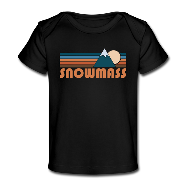 Snowmass, Colorado Baby T-Shirt - Organic Retro Mountain Snowmass Infant T-Shirt - black