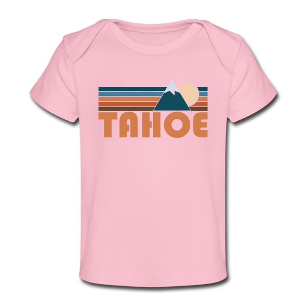 Tahoe, California Baby T-Shirt - Organic Retro Mountain Tahoe Infant T-Shirt - light pink