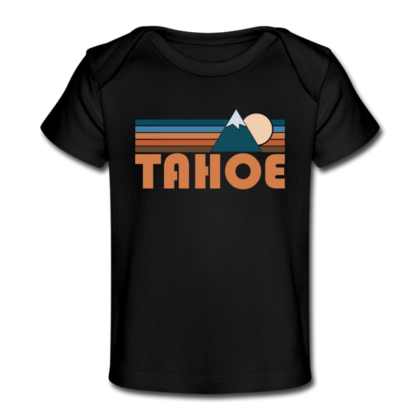 Tahoe, California Baby T-Shirt - Organic Retro Mountain Tahoe Infant T-Shirt - black