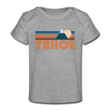 Tahoe, California Baby T-Shirt - Organic Retro Mountain Tahoe Infant T-Shirt - heather gray