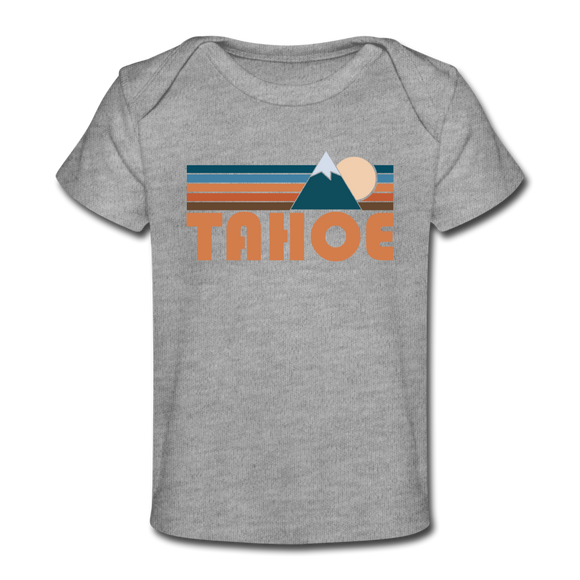 Tahoe, California Baby T-Shirt - Organic Retro Mountain Tahoe Infant T-Shirt - heather gray