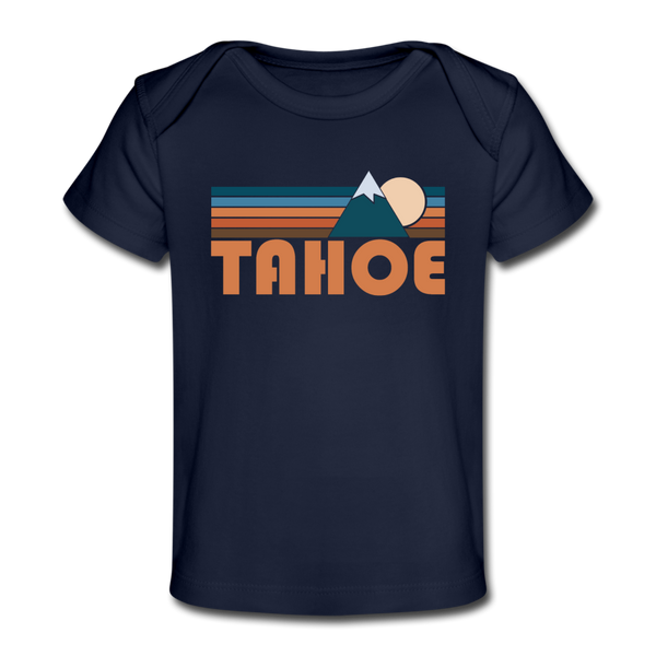 Tahoe, California Baby T-Shirt - Organic Retro Mountain Tahoe Infant T-Shirt - dark navy