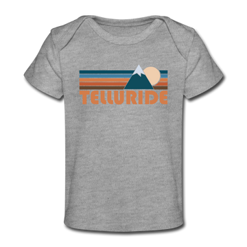 Telluride, Colorado Baby T-Shirt - Organic Retro Mountain Telluride Infant T-Shirt - heather gray