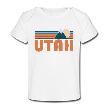 Utah Baby T-Shirt - Organic Retro Mountain Utah Infant T-Shirt - white