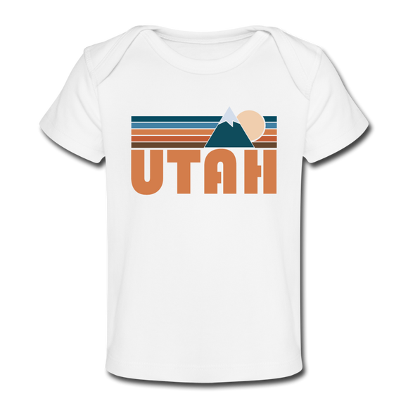 Utah Baby T-Shirt - Organic Retro Mountain Utah Infant T-Shirt - white