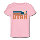 Utah Baby T-Shirt - Organic Retro Mountain Utah Infant T-Shirt - light pink