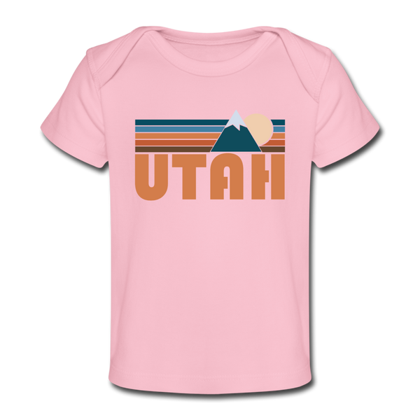 Utah Baby T-Shirt - Organic Retro Mountain Utah Infant T-Shirt - light pink