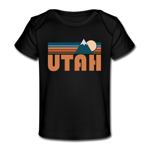 Utah Baby T-Shirt - Organic Retro Mountain Utah Infant T-Shirt - black