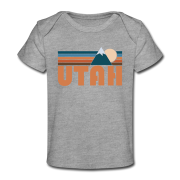 Utah Baby T-Shirt - Organic Retro Mountain Utah Infant T-Shirt - heather gray