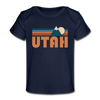 Utah Baby T-Shirt - Organic Retro Mountain Utah Infant T-Shirt - dark navy