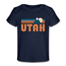 Utah Baby T-Shirt - Organic Retro Mountain Utah Infant T-Shirt - dark navy