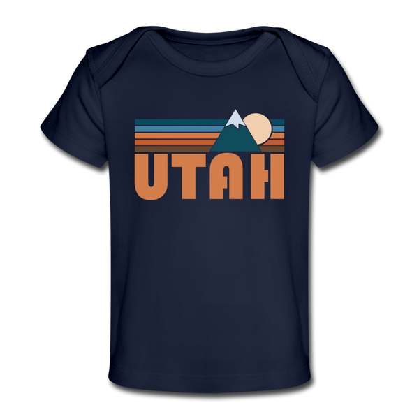 Utah Baby T-Shirt - Organic Retro Mountain Utah Infant T-Shirt - dark navy