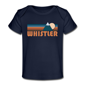Whistler, Canada Baby T-Shirt - Organic Retro Mountain Whistler Infant T-Shirt - dark navy