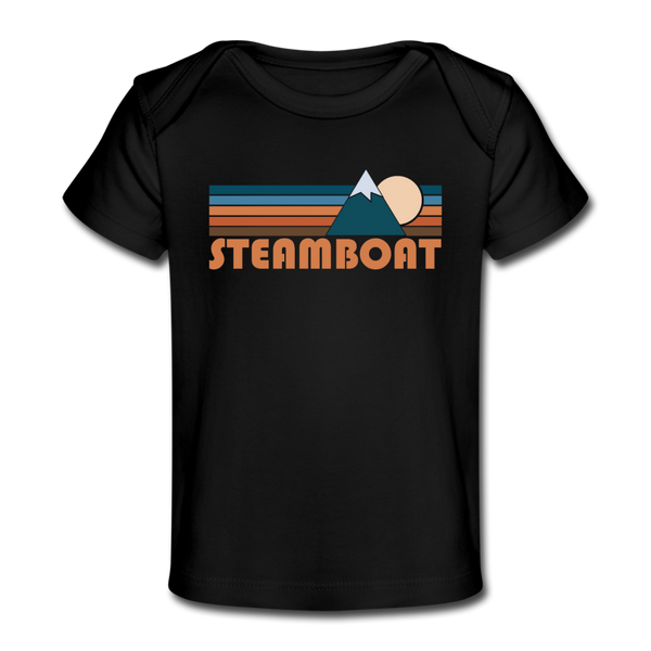 Steamboat, Colorado Baby T-Shirt - Organic Retro Mountain Steamboat Infant T-Shirt - black