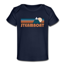 Steamboat, Colorado Baby T-Shirt - Organic Retro Mountain Steamboat Infant T-Shirt - dark navy