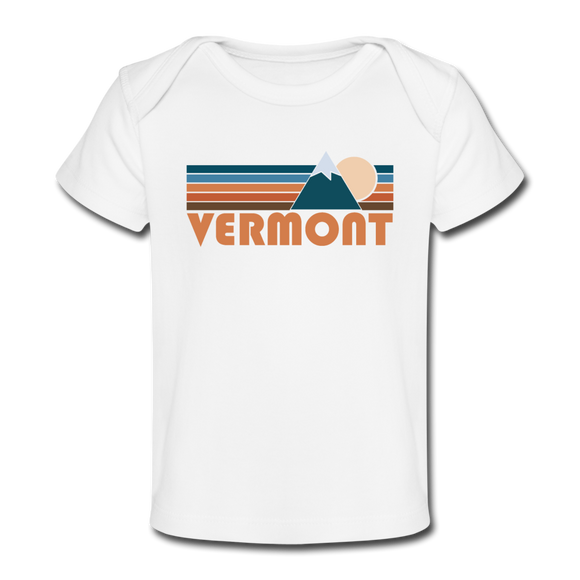 Vermont Baby T-Shirt - Organic Retro Mountain Vermont Infant T-Shirt - white