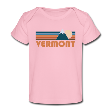 Vermont Baby T-Shirt - Organic Retro Mountain Vermont Infant T-Shirt - light pink