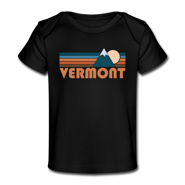 Vermont Baby T-Shirt - Organic Retro Mountain Vermont Infant T-Shirt - black