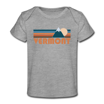 Vermont Baby T-Shirt - Organic Retro Mountain Vermont Infant T-Shirt - heather gray