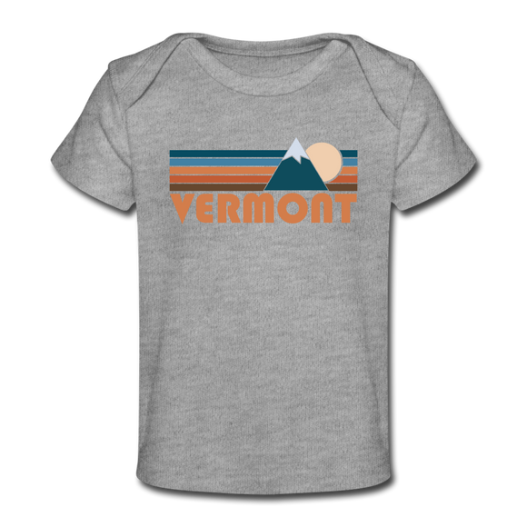 Vermont Baby T-Shirt - Organic Retro Mountain Vermont Infant T-Shirt - heather gray