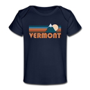 Vermont Baby T-Shirt - Organic Retro Mountain Vermont Infant T-Shirt - dark navy