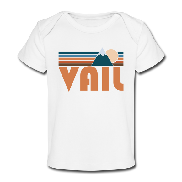 Vail, Colorado Baby T-Shirt - Organic Retro Mountain Vail Infant T-Shirt - white