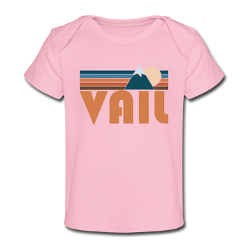Vail, Colorado Baby T-Shirt - Organic Retro Mountain Vail Infant T-Shirt - light pink