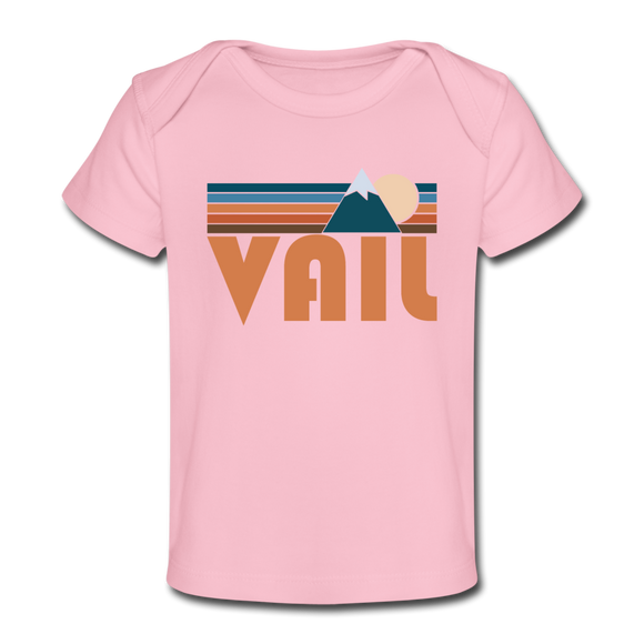 Vail, Colorado Baby T-Shirt - Organic Retro Mountain Vail Infant T-Shirt - light pink