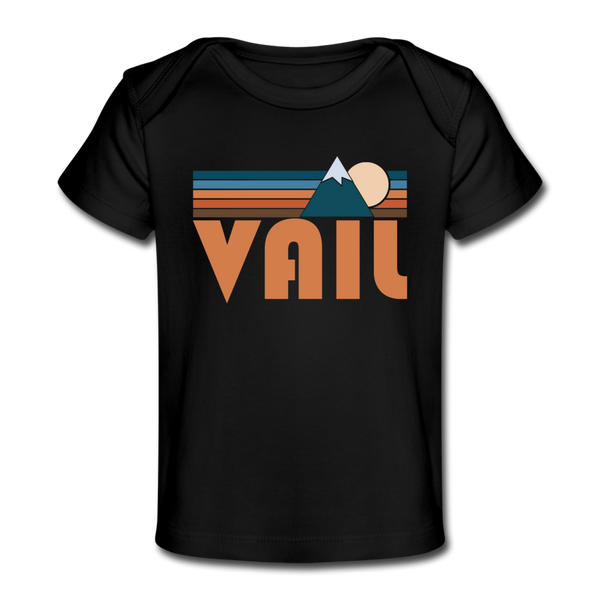 Vail, Colorado Baby T-Shirt - Organic Retro Mountain Vail Infant T-Shirt - black