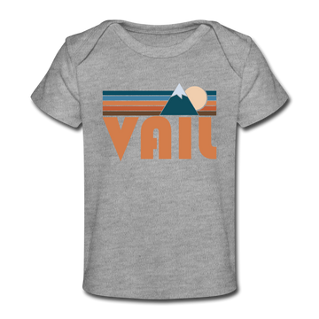 Vail, Colorado Baby T-Shirt - Organic Retro Mountain Vail Infant T-Shirt - heather gray
