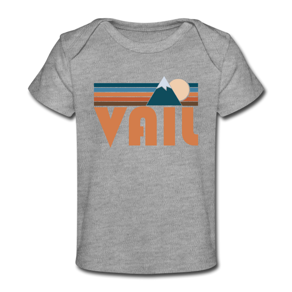 Vail, Colorado Baby T-Shirt - Organic Retro Mountain Vail Infant T-Shirt - heather gray