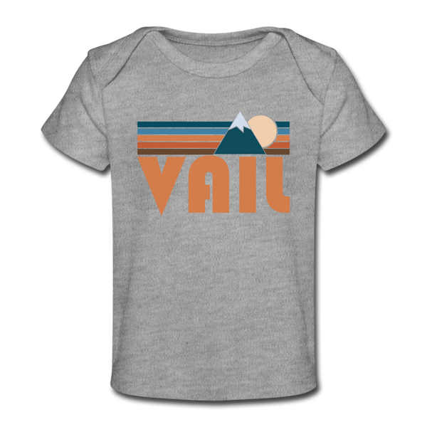 Vail, Colorado Baby T-Shirt - Organic Retro Mountain Vail Infant T-Shirt - heather gray