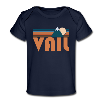Vail, Colorado Baby T-Shirt - Organic Retro Mountain Vail Infant T-Shirt - dark navy