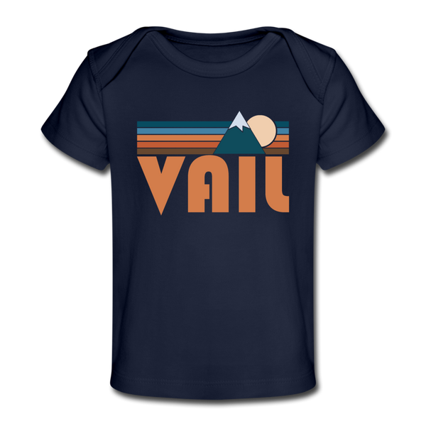 Vail, Colorado Baby T-Shirt - Organic Retro Mountain Vail Infant T-Shirt - dark navy