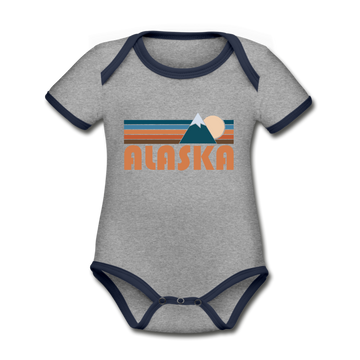 Alaska Baby Bodysuit - Organic Retro Mountain Alaska Baby Bodysuit - heather gray/navy