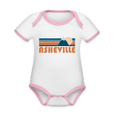 Asheville, North Carolina Baby Bodysuit - Organic Retro Mountain Asheville Baby Bodysuit - white/pink