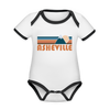 Asheville, North Carolina Baby Bodysuit - Organic Retro Mountain Asheville Baby Bodysuit - white/black