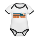 Asheville, North Carolina Baby Bodysuit - Organic Retro Mountain Asheville Baby Bodysuit - white/black