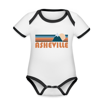 Asheville, North Carolina Baby Bodysuit - Organic Retro Mountain Asheville Baby Bodysuit - white/black