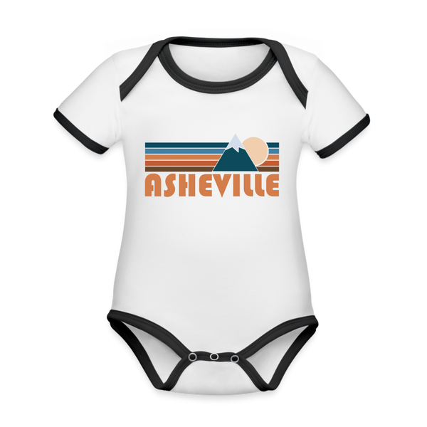 Asheville, North Carolina Baby Bodysuit - Organic Retro Mountain Asheville Baby Bodysuit - white/black