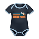 Asheville, North Carolina Baby Bodysuit - Organic Retro Mountain Asheville Baby Bodysuit - navy/sky