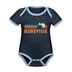 Asheville, North Carolina Baby Bodysuit - Organic Retro Mountain Asheville Baby Bodysuit - navy/sky