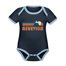 Asheville, North Carolina Baby Bodysuit - Organic Retro Mountain Asheville Baby Bodysuit