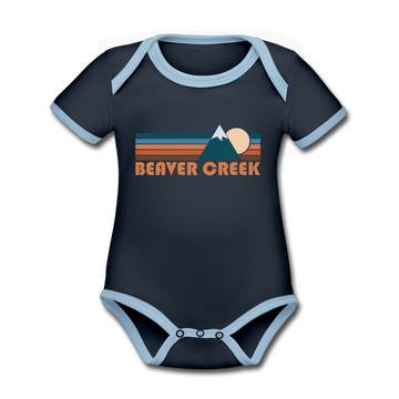Beaver Creek, Colorado Baby Bodysuit - Organic Retro Mountain Beaver Creek Baby Bodysuit - navy/sky