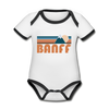 Banff, Canada Baby Bodysuit - Organic Retro Mountain Banff Baby Bodysuit - white/black